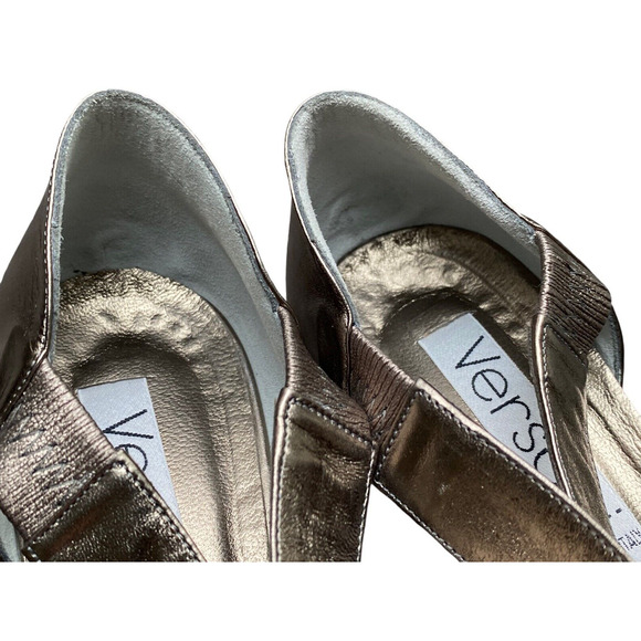 Quiet Lux Vintage VERSANI Womens 11 Gold Pointed Toe Kitten Coquette 80s Heels - Picture 8 of 13